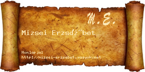 Mizsei Erzsébet névjegykártya